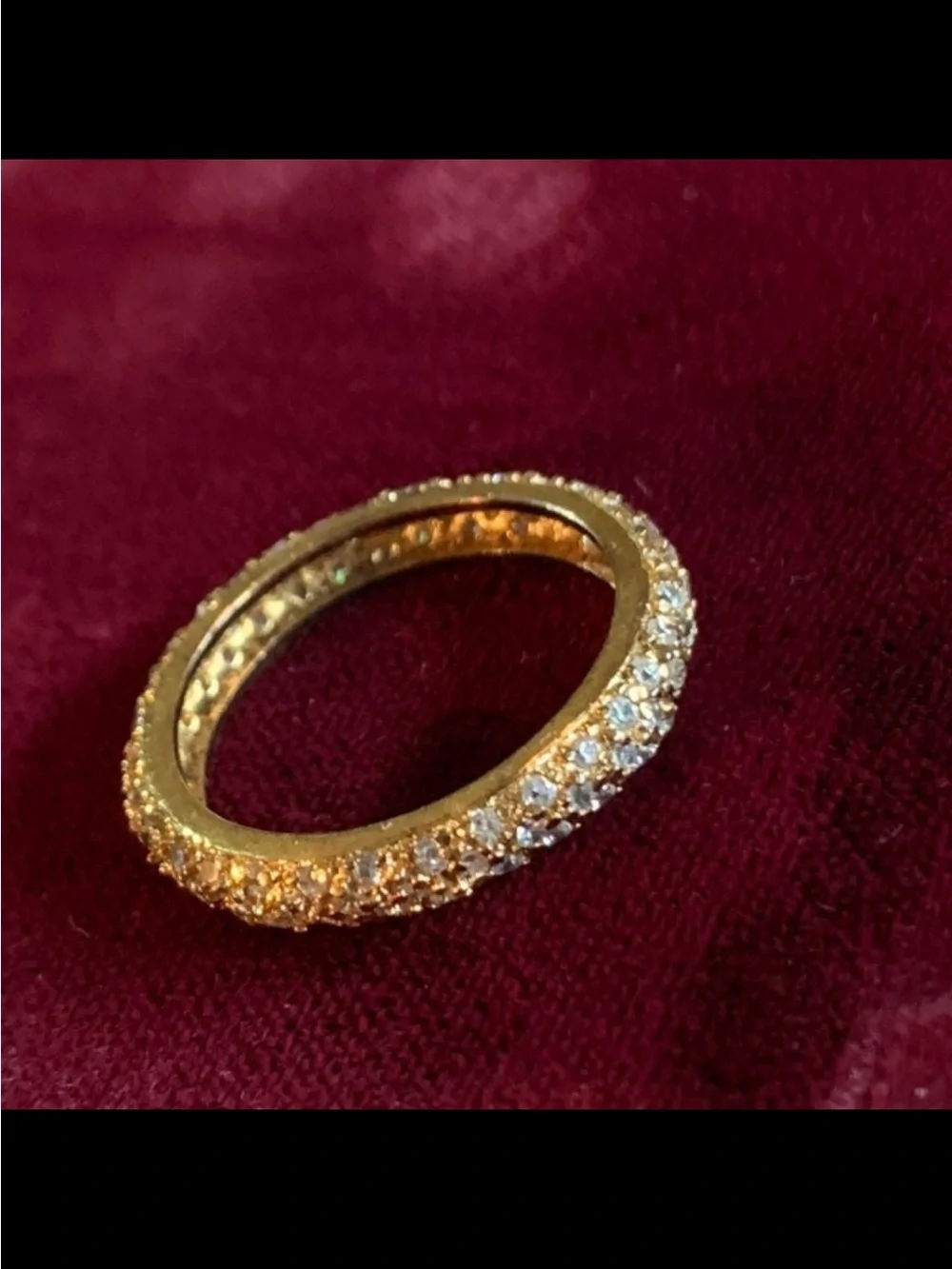 Set of two Gold Sterling Silver Diamond Eternity Band Size 9